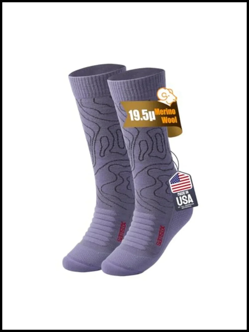 Merino Wool Hiking Socks Made in USA Anti-Blister Lightweight Crew